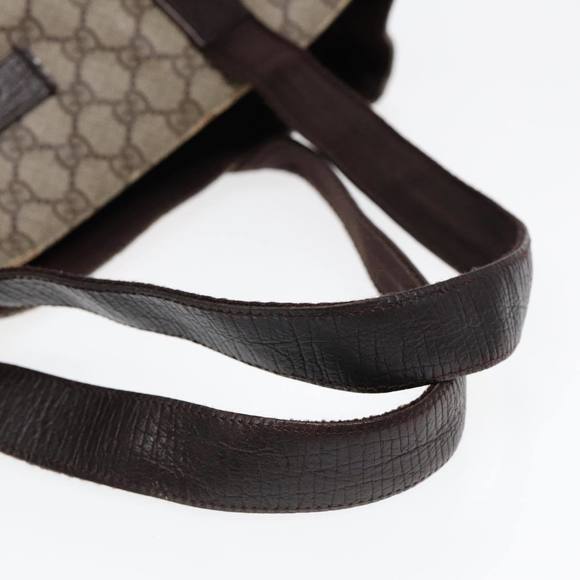 GUCCI GG Supreme Tote Bag PVC Leather Beige Brown Auth mr434 - Picture 7 of 16